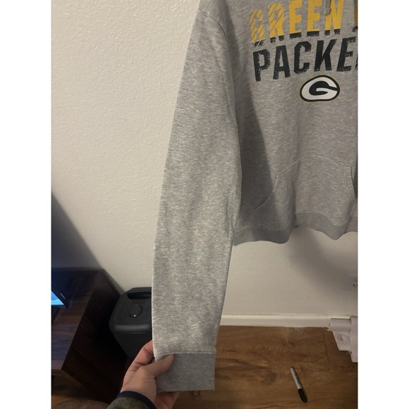 Green Bay Packers Pull Over Hoodie Adult Large Fanatics Gray drawstring pockets - Picture 5 of 10